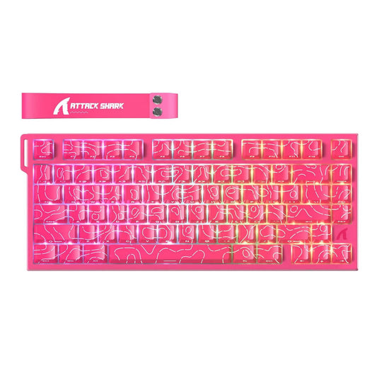 ATTACK shark design R82HE Rapid control button Wired Mechanical Gaming Keyboard TKL NKRO RGB with 8K Polling 0.005mm Accuracy 256K Scan Rate 5 Layer Sound Damped Hall Effect Magnetic Switch for PC Mac(Rose Contour)