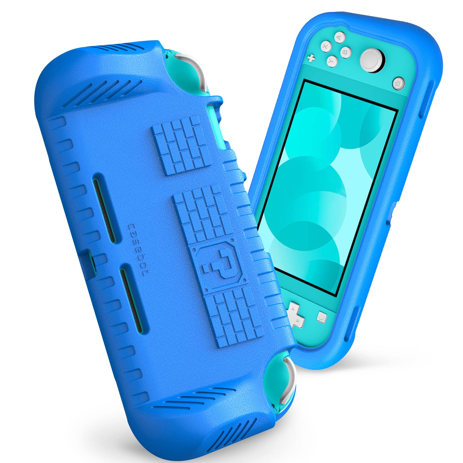 FINTIE Kids Case for Nintendo Switch Lite 2019 with Game Card sections - [Ultralight] Shockproof Protective Cover with Ergonomic Grip  Kids Friendly Grip Case for Switch Lite Console  Blue