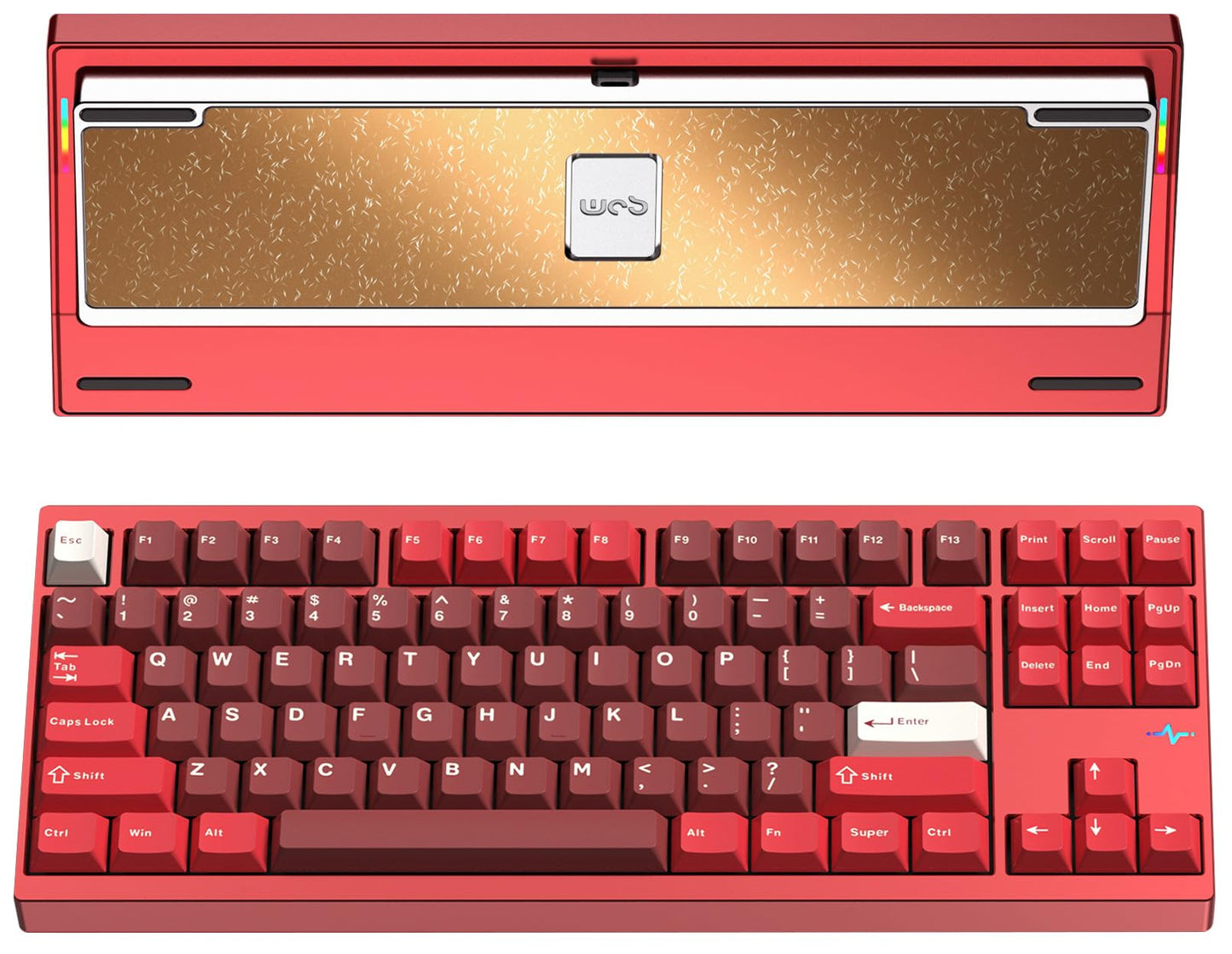KEEBMONKEY WOBKEY Crush 80 Reboot CNC Aluminum 5-Second Quick-Release Triple-Mode Connectivity Mechanical Keyboard with Superior Acoustics (Pro Red)