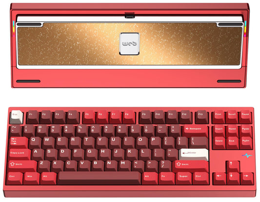 KEEBMONKEY WOBKEY Crush 80 Reboot CNC Aluminum 5-Second Quick-Release Triple-Mode Connectivity Mechanical Keyboard with Superior Acoustics (Pro Red)