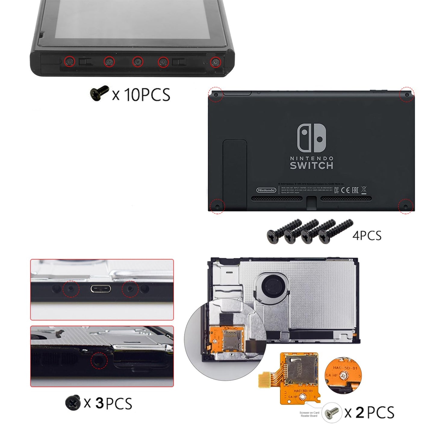 Onyehn Micro SD Card Slot Board Replacement for Nintendo Switch NS - Repair Kit