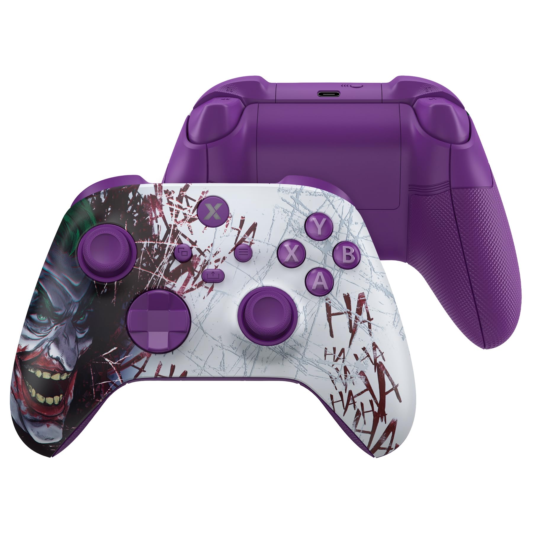 eXtremeRate ASR Version Performance Rubberized Full Set Shell Buttons for Xbox Core Controller  Redesigned Grip Diamond Texture Handles Backplate Case for Xbox Series X & S Controller - Clown Hahaha