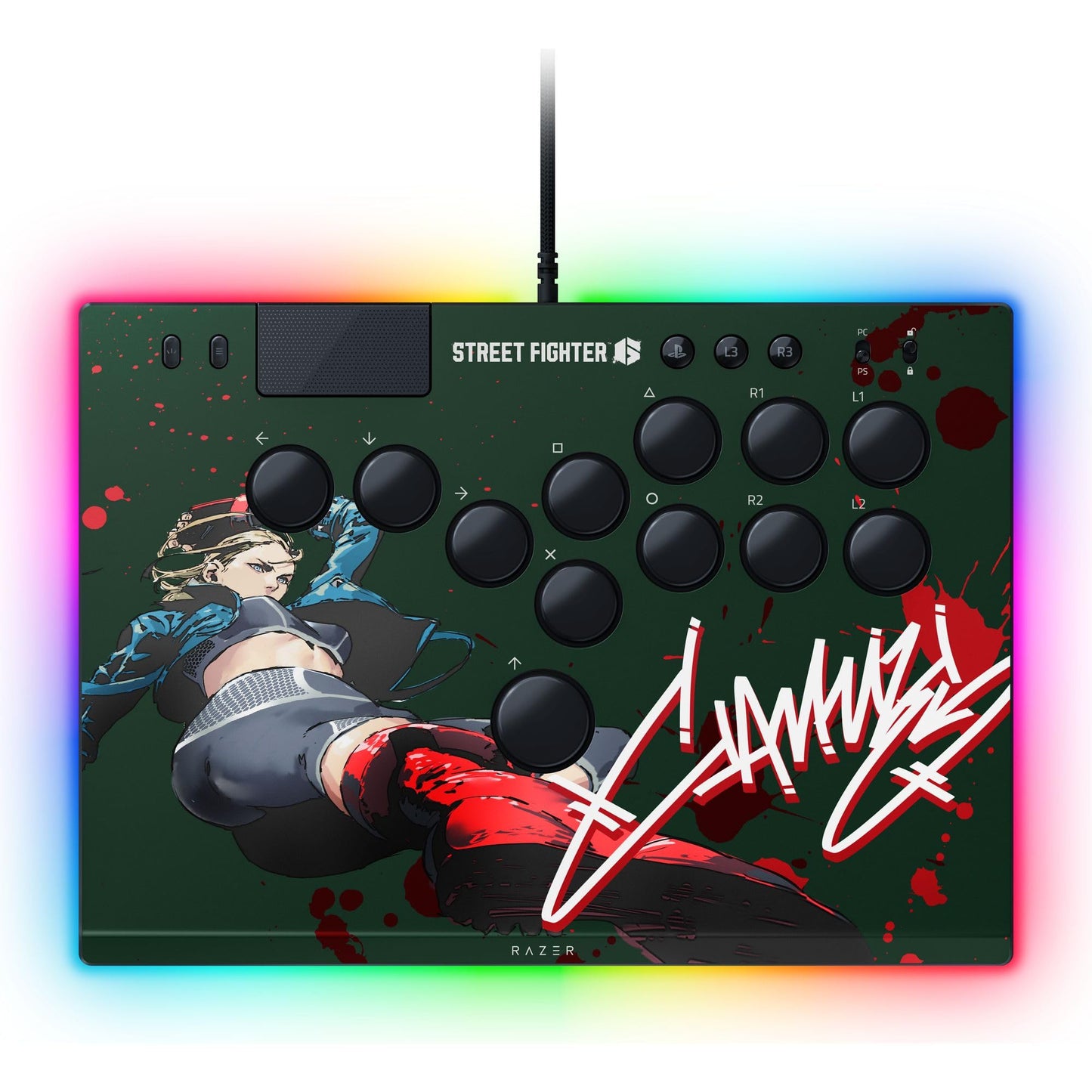Razer Kitsune Arcade Controller for PS5 & PC - Low-Profile Optical Switches, Slim Design, Cammy Edition, 11.66x8.27x0.76 inches