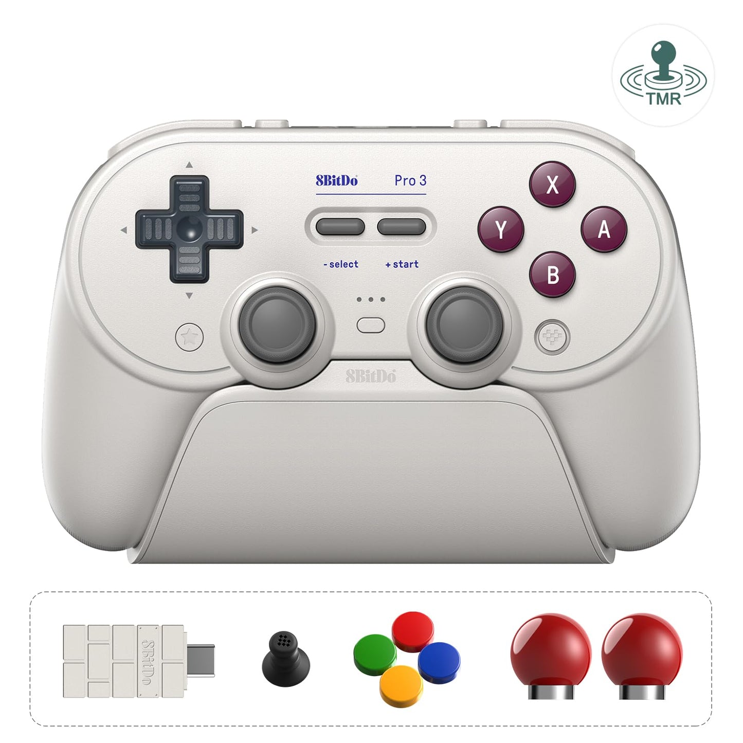8BitDo Pro 3 Bluetooth Controller for Switch/Switch 2 TMR Joysticks Programmable Pro Back Buttons&R4/L4 Bumpers Hall/Tactile Triggers Swappable ABXY Buttons for Windows Apple SteamOS Android G Classic