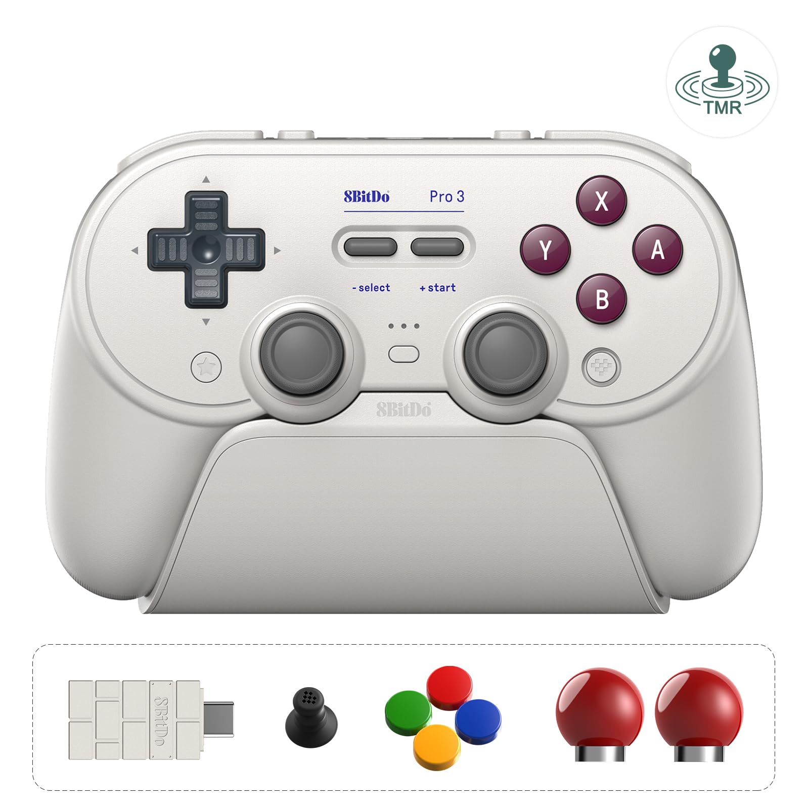 8BitDo Pro 3 Bluetooth Controller for Switch/Switch 2 TMR Joysticks Programmable Pro Back Buttons&R4/L4 Bumpers Hall/Tactile Triggers Swappable ABXY Buttons for Windows Apple SteamOS Android G Classic