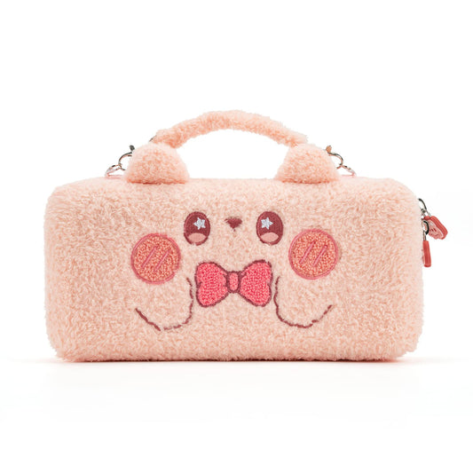 GeekShare Pink Bunny Plush Bag Carry Case Compatible with Nintendo Switch/OLED - Portable Slim Tpartyl Carrying Case with Removable Handle Fit Switch Console & Game Accessories
