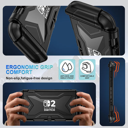 Kailfee Nintendo Switch 2 Case - Shockproof Cover with Built-in Screen & Touch Friendly - Black for Switch 2