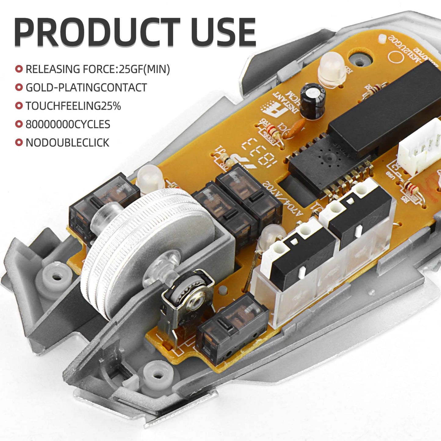 YIMAGUJRX RUNJRX Black Kailh GM 8.0 Mouse Switches for Gaming - 10Pcs