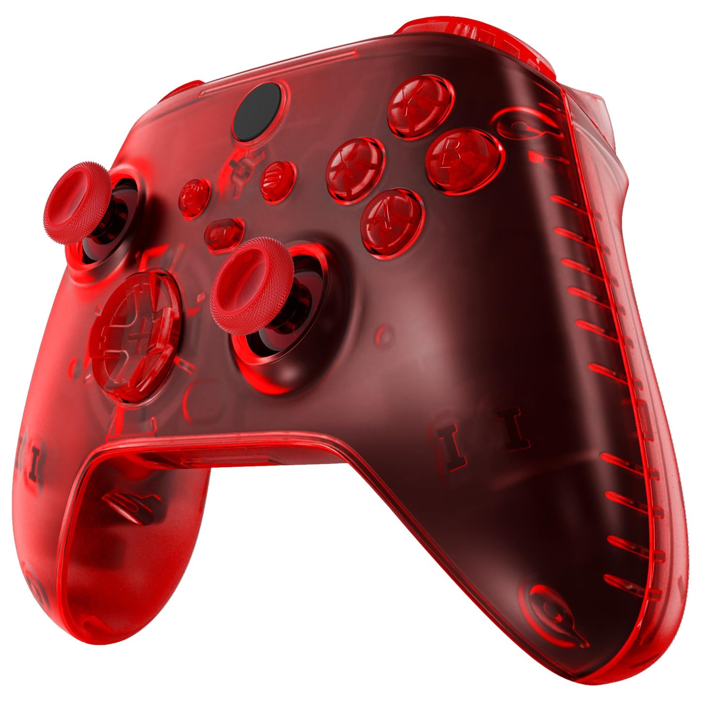 eXtremeRate Xbox Series X & S Controller Shell Set, Clear Red Plastic Side Rails & Grips, Model QX3M502