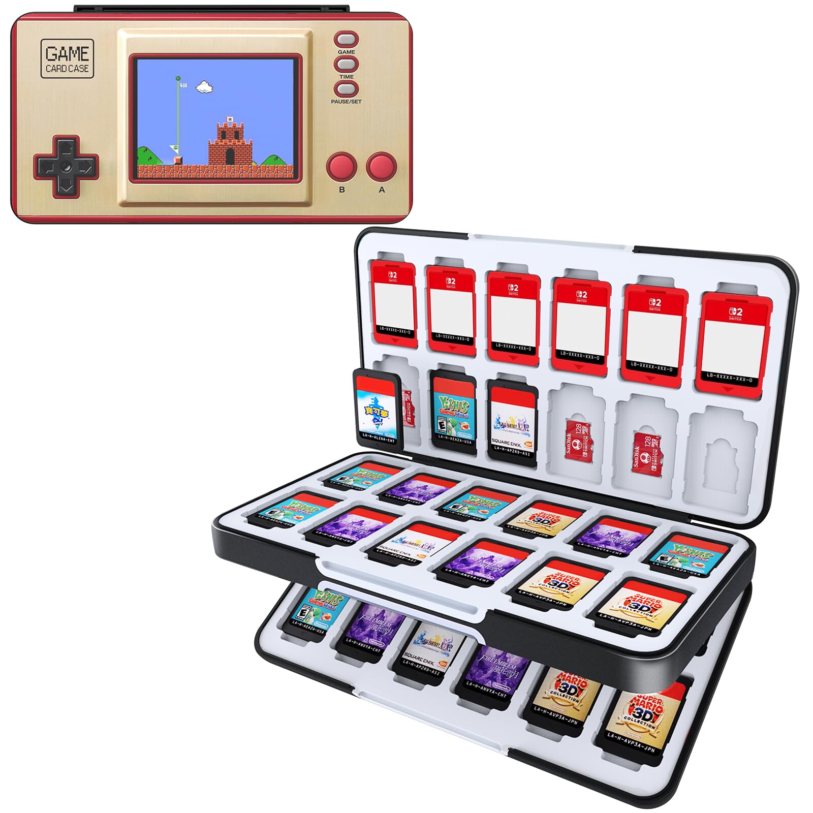 HEIYING Game Card Case for Nintendo Switch & OLED Customized Pattern Switch Lite Game Storage Case with 48 Games Cards Slots and 24 Micro SD Cards Slots