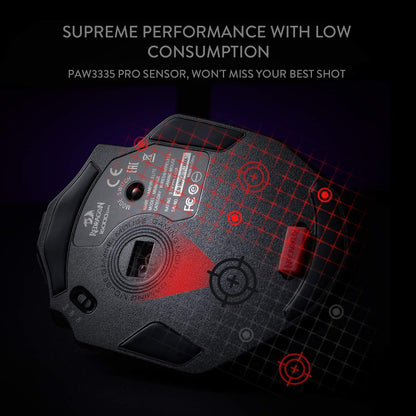 Redragon M686 Wireless Gaming Mouse, 16000 DPI, RGB Backlight, Black, Customizable Macro, 45-Hour Battery for PC/Mac/Laptop