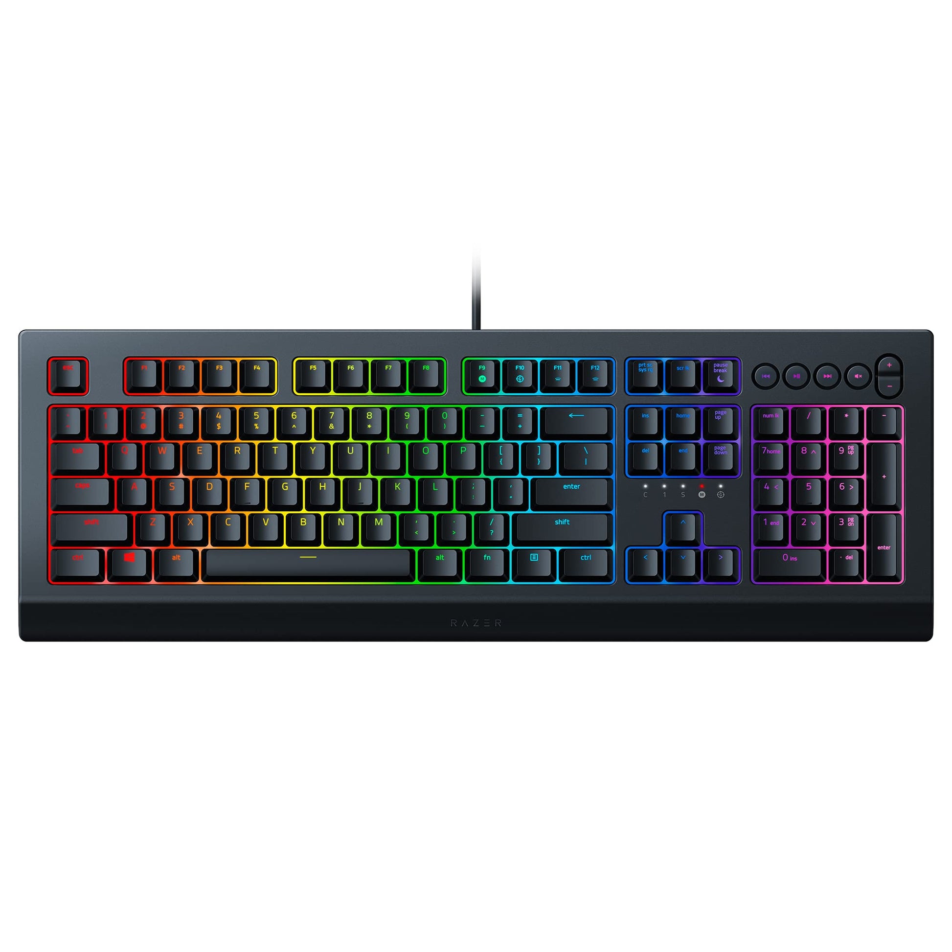Razer Cynosa V2 Gaming Keyboard: Customizable Chroma RGB Lighting - Individually Backlit Keys - Spill-Resistant Design - Programmable Macro Functionality - Dedicated Media Keys