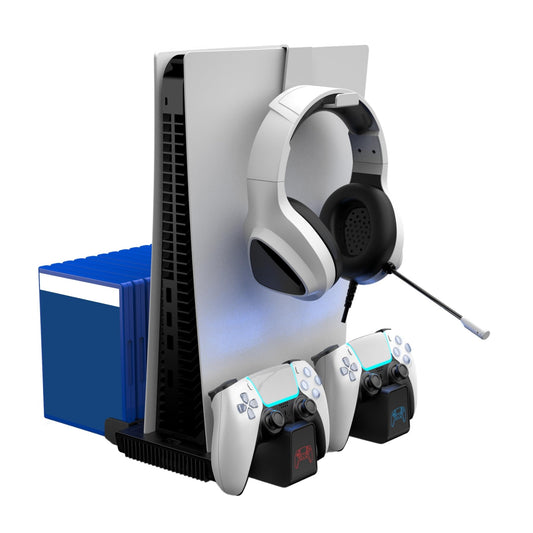 Surge Multi-Function Charging Stand for PlayStation 5, PS5 Slim, Digital and Disc Version with Cooling Fans, 2 Charge Docks for 