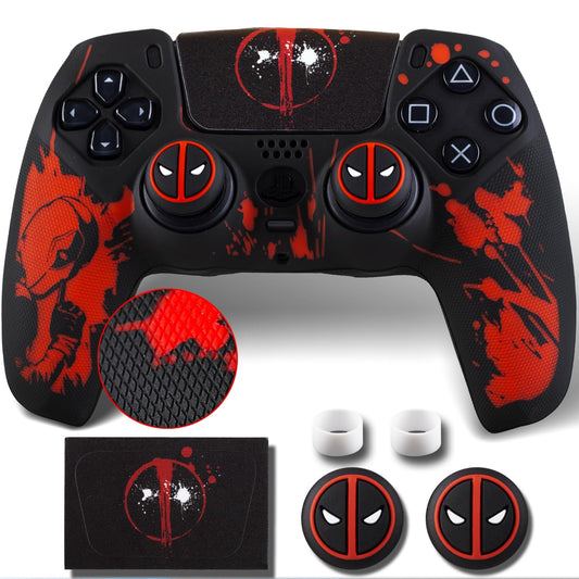 YoRHa Non-Slip Silicone Cover for PS5 Controller with Thumbstick Caps x 2 & Sticker x 1(Depool Theme)