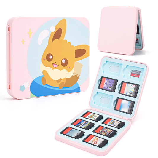 DLseego Cute Fox Game Case For Switch Lite / Switch / Switch OLED  12 Slots Game Cards Holder and 12 Micro SD Card Slots  Portable Game Card Storage Cartridge Box