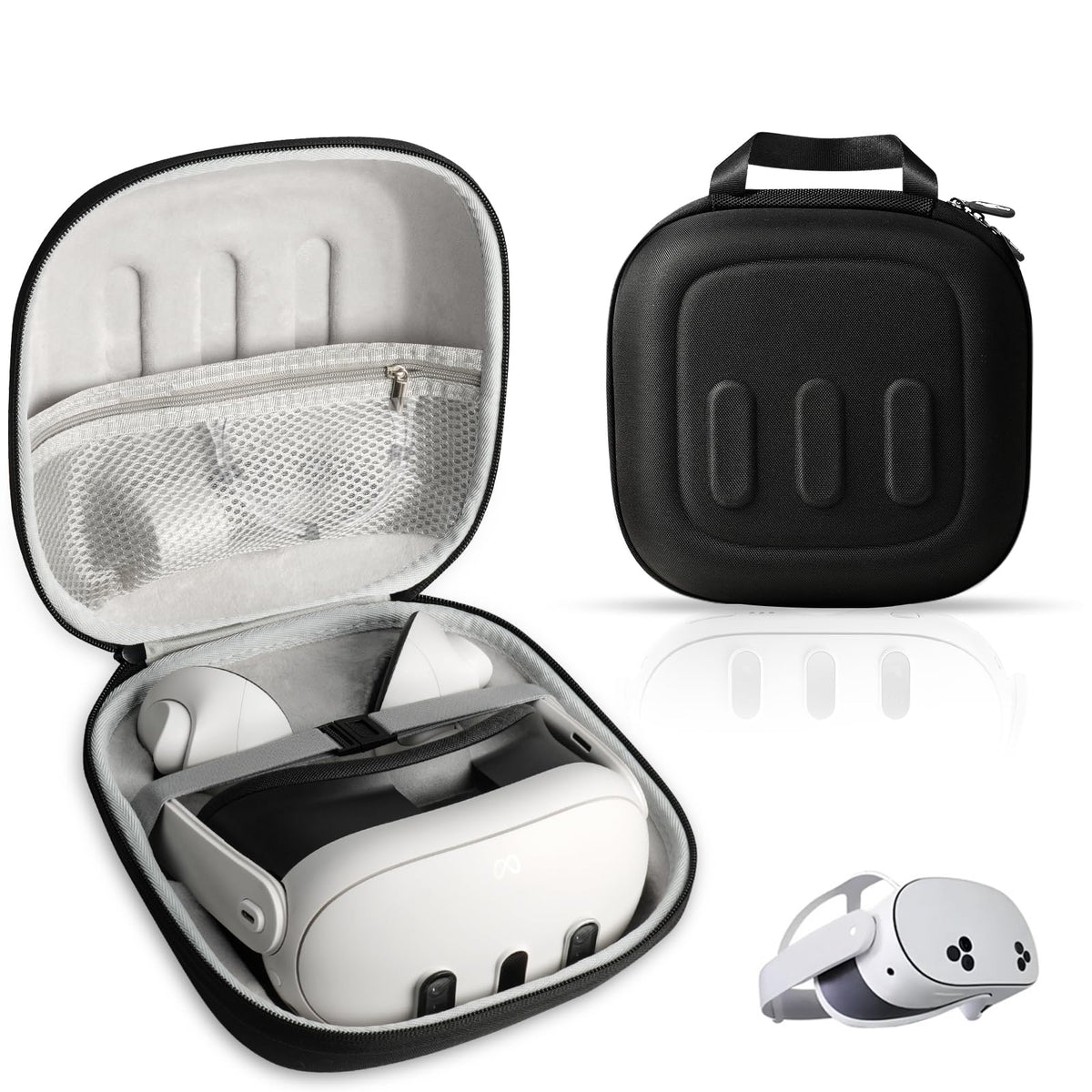 OPTOSLON Q3S Hard Carrying Case for Meta Quest 3/Quest 3S VR Headset  Touch Controller  Original Fabric Strap & Accessories  Ideal for Tpartyl & Home Storage with Comfort Protection