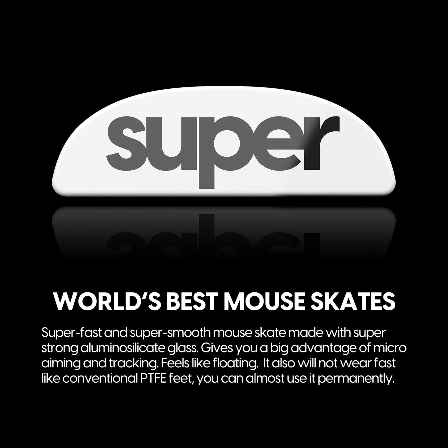 Pulsar Gaming Gears Superglide2 Mouse Feet Skates - Durable Tempered Glass, Controllable Speed, White, Model PX2SGW2, Free Size