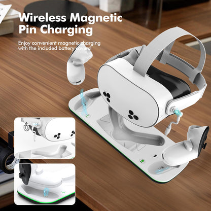 DOBE Charging Dock for Meta Oculus Quest 3/3S - Fast Charging, Magnetic, 2 Rechargeable Batteries, White, Model TY-3868
