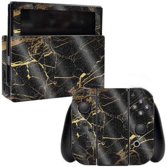 MightySkins Glossy Glitter Skin for Nintendo Switch - Black Gold Marble | Protective  Durable High-Gloss Glitter Finish | Easy to Apply  Remove  and Change Styles | Made in The USA