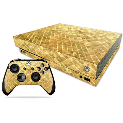 MIGHTY SKINS MightySkins Skin for Xbox One X - Gold Tiles | Durable Vinyl Decal Wrap | Easy to Apply & Remove