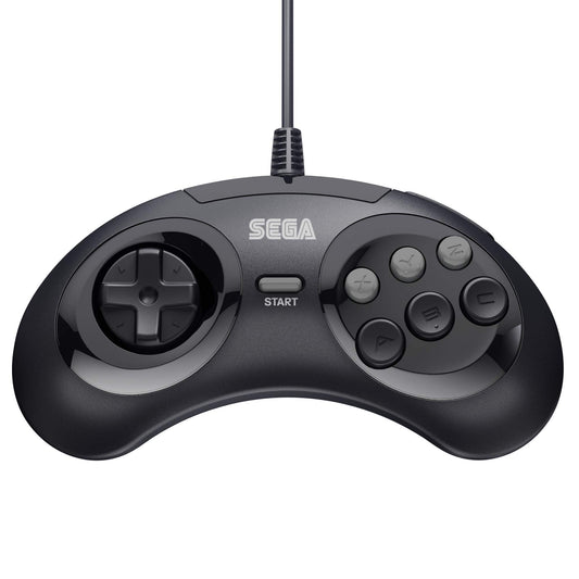 Retro-Bit 6-Button USB Controller for Sega Genesis Mini, PS3, PC, Mac, Switch - Black - Model 849172010987
