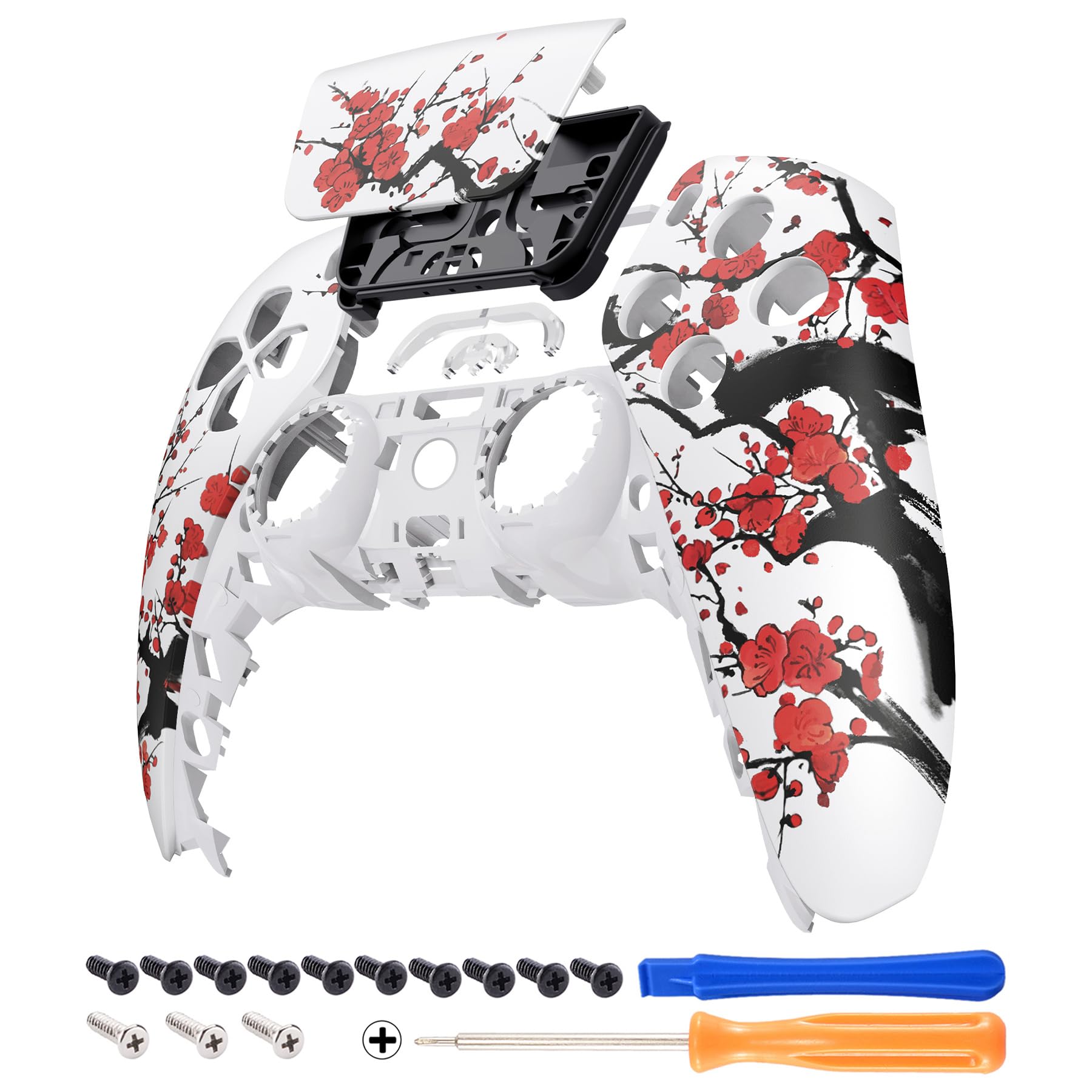 eXtremeRate Winter Blossom Front Housing Shell with Touchpad Compatible with p s 5 Controller BDM-010 020 030 040 050  DIY Replacement Shell Custom Touch Pad Cover Compatible with p s 5 Controller