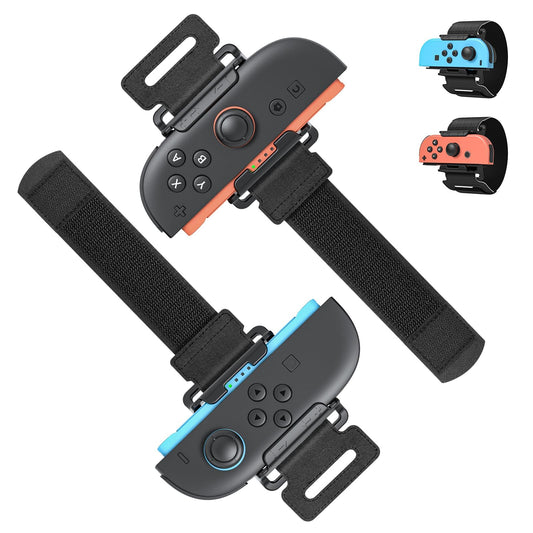 MENEEA Adjustable Wrist Bands for Nintendo Switch 2/1 - Black, Compatible with Just Dance 2026/2025/2024 & Zumba, for Adults & Kids