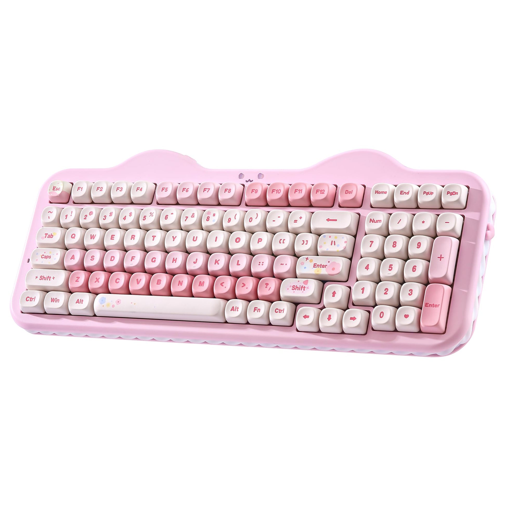 YUNZII C98 Wireless Mechanical Keyboard with Number Pad 99 Key BT5.0/2.4G/USB-C Hot Swap Gasket Mount with PBT MOA Keycaps Custom RGB Cute Cake Keyboard for Win/Mac (Pink  Candy Linear Switch)