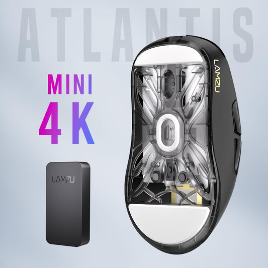 Lamzu Atlantis Mini Wireless Gaming Mouse - 51g, 26000 DPI, Symmetrical, Black, Model LA-MINI