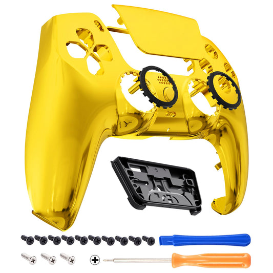 eXtremeRate GHPFD001 Playstation 5 Controller BDM-010 BDM-020 BDM-030 BDM-040 Front Shell Touchpad, Chrome Gold ABS Plastic