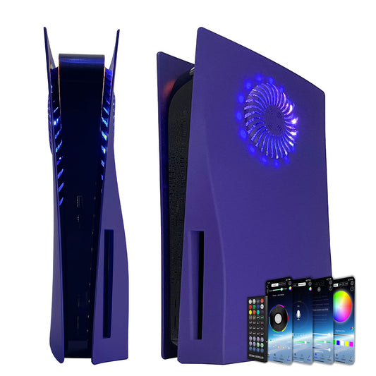 Faceplate for PS5 with RGB Light remove and Dust Filter for Cooling Vents DOBEWINGDELOU 400+ Effects LED Light Ring Console Cover for PS 5 Disc Edition DIY Decoration Kit Accessories Purple