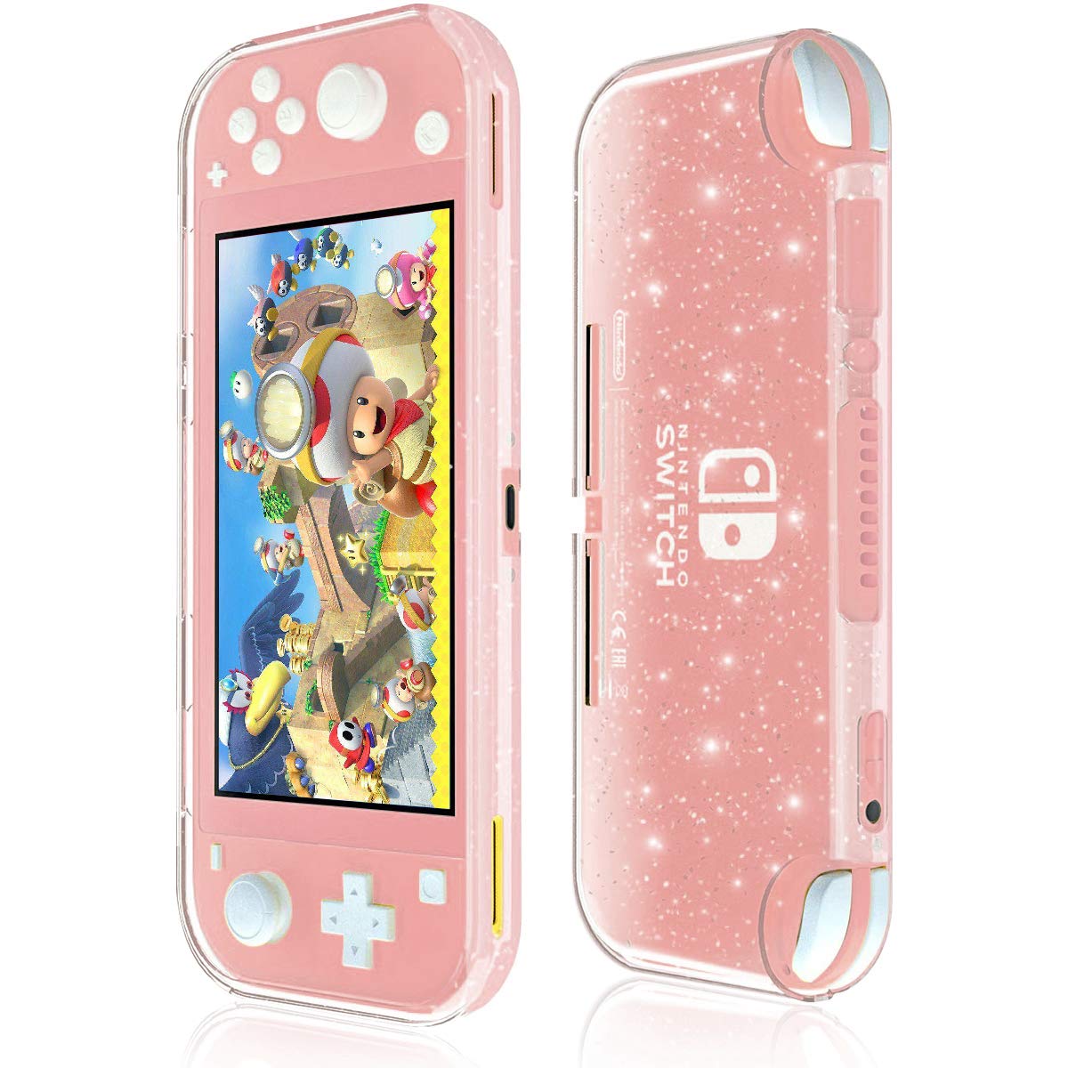 Moxiaomo Nintendo Switch Lite Case - Clear TPU Cover with Shock-Absorption & Anti-Scratch Protection, Glitter Bling Design