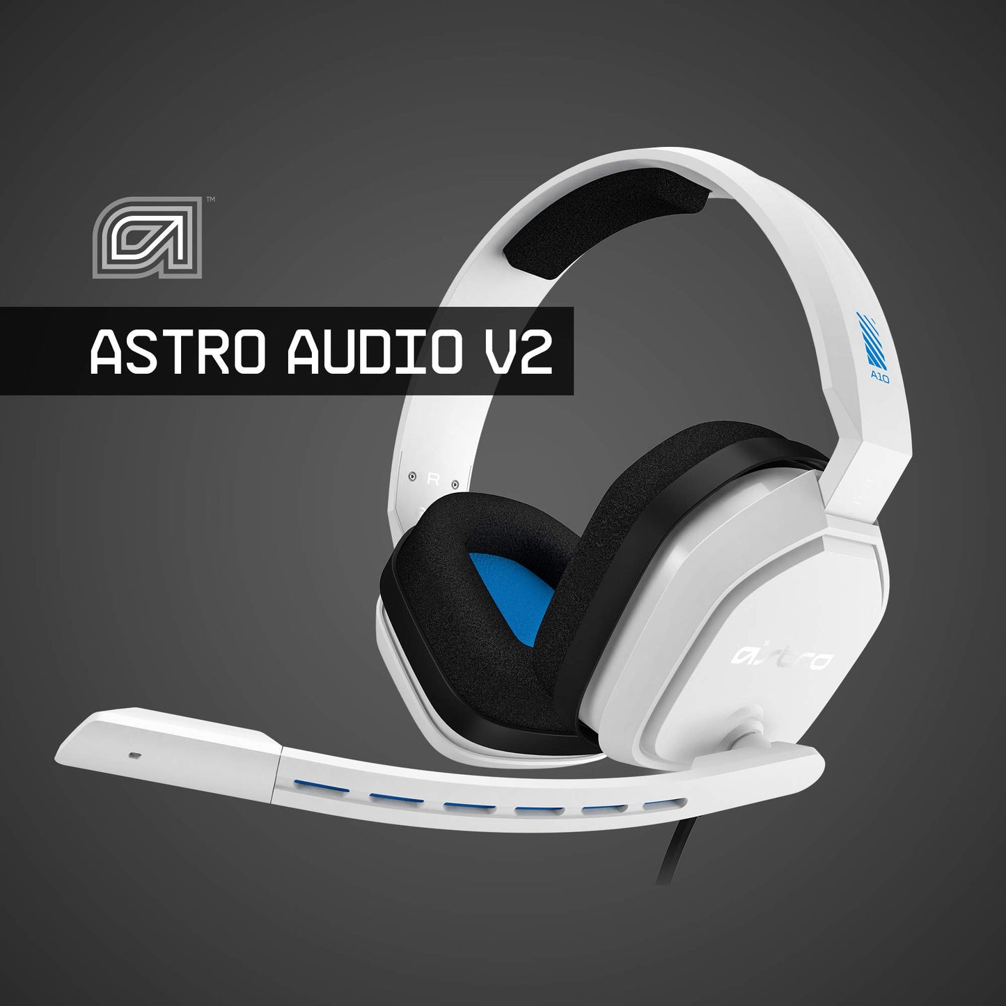 ASTRO Gaming A10 Wired Gaming Headset - Lightweight, Damage Resistant, 3.5mm Jack - One Size - White/Blue - Model 939-001845