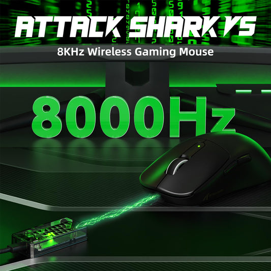 ATTACK SHARK V5 Wireless Gaming Mouse - 42000 DPI, Ultra-Lightweight, Black, Programmable for PC/Mac