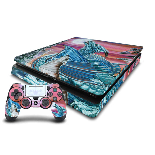 Head Case Designs Officially Licensed Ed Beard Jr Moon Song Wolf Moon Dragons Vinyl Sticker Gaming Skin Decal Cover Compatible With Sony PlayStation 4 PS4 Slim Console and DualShock 4 Controller