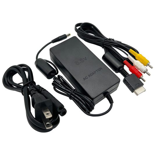 Power Supply and AV Cable for PS2  AC Power Adapter and AV Cable Compatible with PlayStation 2 PS2 Slim A/C 70000 Console Replacement Set