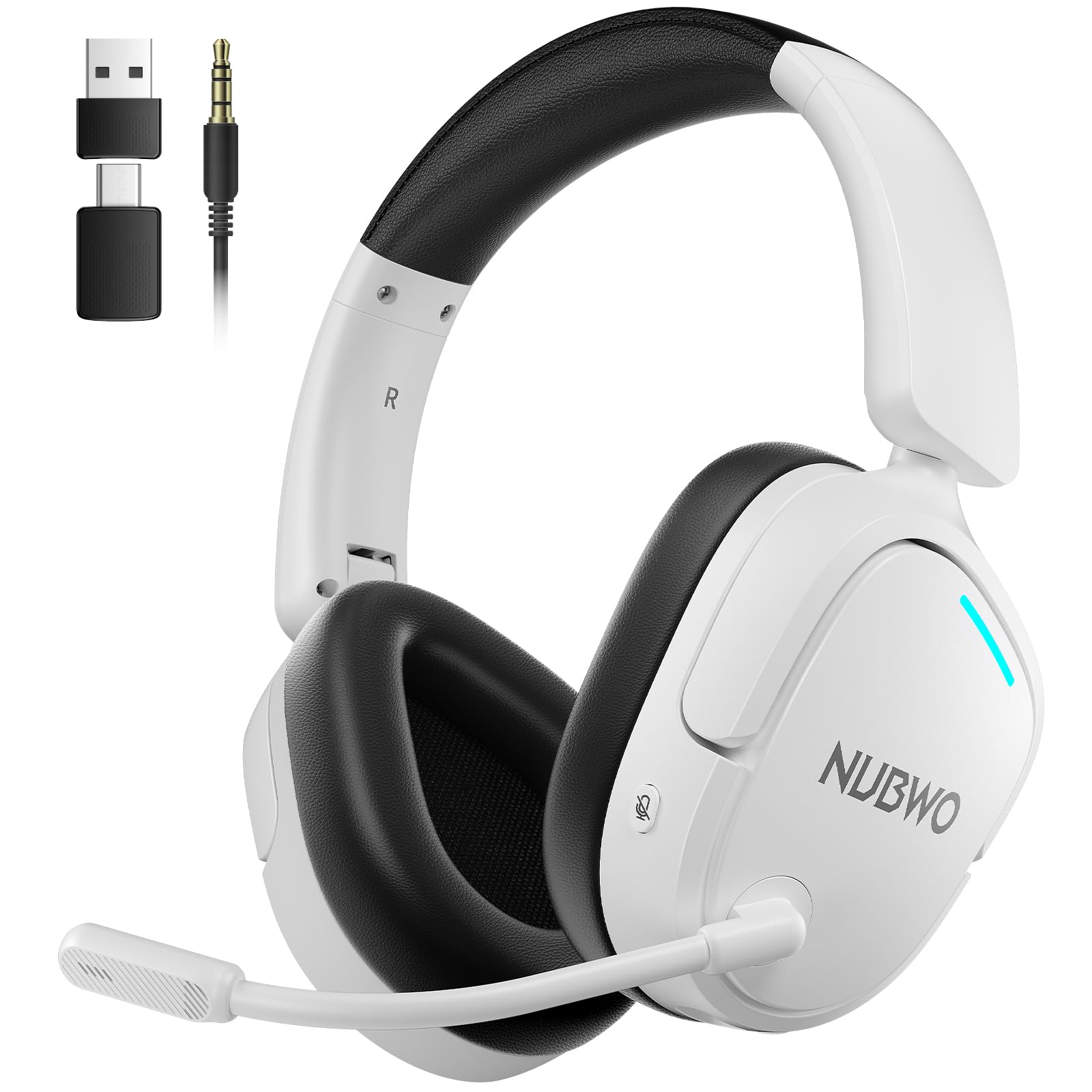NUBWO Gaming Headset Wireless for PS5, PC, PS4 - Dual 2.4G & Bluetooth Simultaneous Headphones, EQ Sound Modes, Noise-Canceling 