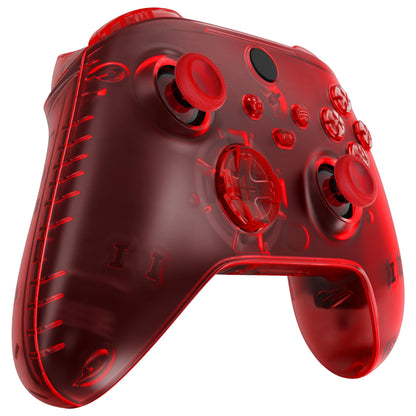 eXtremeRate Xbox Series X & S Controller Shell Set, Clear Red Plastic Side Rails & Grips, Model QX3M502