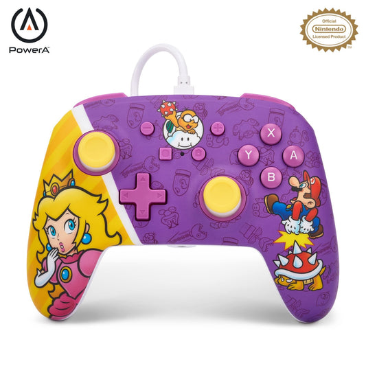 PowerA Enhanced Wired Controller for Nintendo Switch - Princess Peach Battle, 10ft Cable, 3.5mm Jack, Mappable Buttons, Model NSGP0092-01