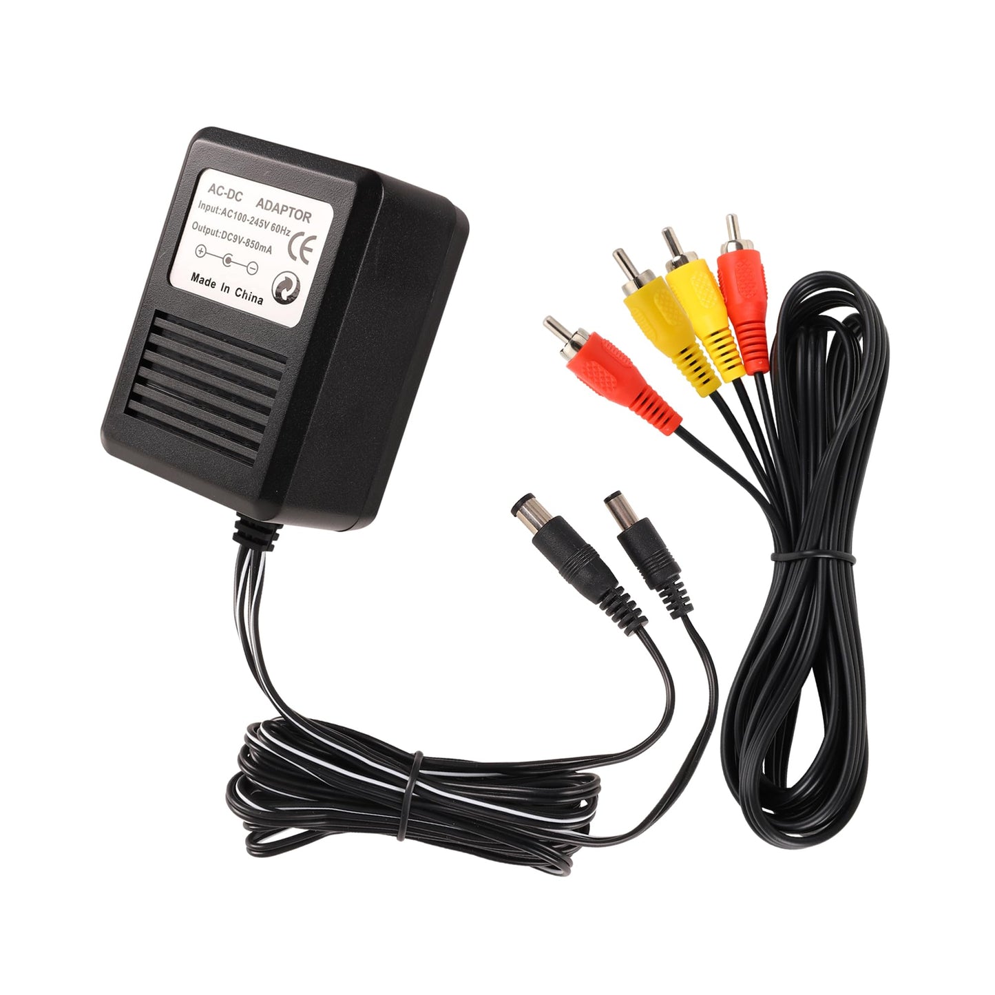 CUENSTOP NES Power Supply and AV Cable  AC Power Cord and Audio Video AV Cable Compatible with Nintendo Entertainment System  to External TV Screen Monitor