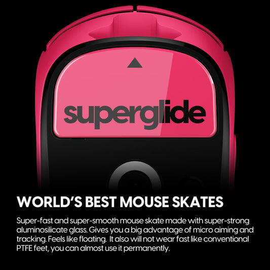Pulsar Gaming Gears Superglide Mouse Feet - Ultra Strong Glass, Fast & Smooth, Magenta, Size: Superglide 1