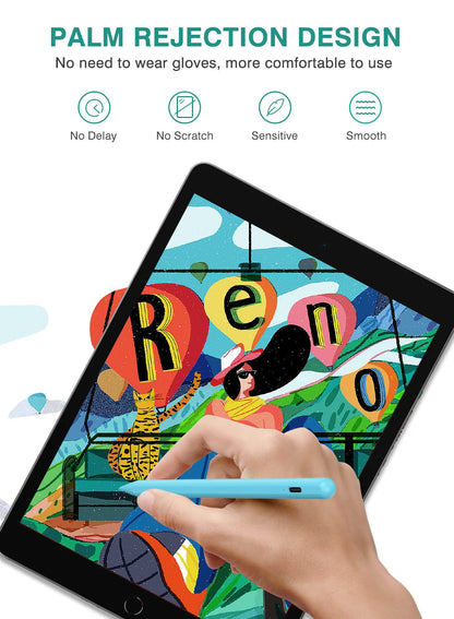 JAMJAKE iPad Pencil 2nd Gen with Palm Rejection, Fast Charge, Blue, Compatible with iPad Pro 11/12.9", Air 3/4/5,