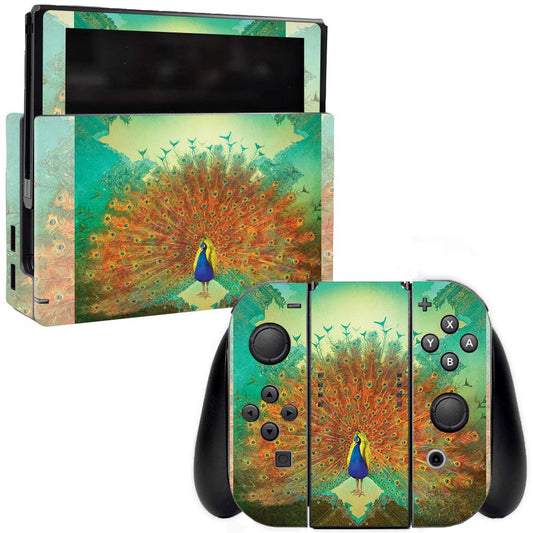 MIGHTY SKINS Nintendo Switch Skin - Pretty Peacock, Durable Vinyl Decal Wrap, Easy to Apply, Model NISWI-Pretty Peacock