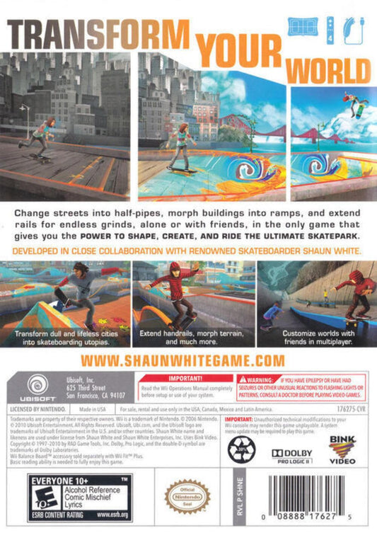 Ubisoft Shaun White Skateboarding Game for Nintendo Wii - One Size, One Color, Model 008888176275