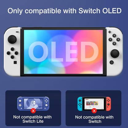 Mooroer Nintendo Switch OLED Case - Dockable Protective Cover with Soft TPU Grip & 6 Thumb Stick Caps, Model NX-oled-pc cover