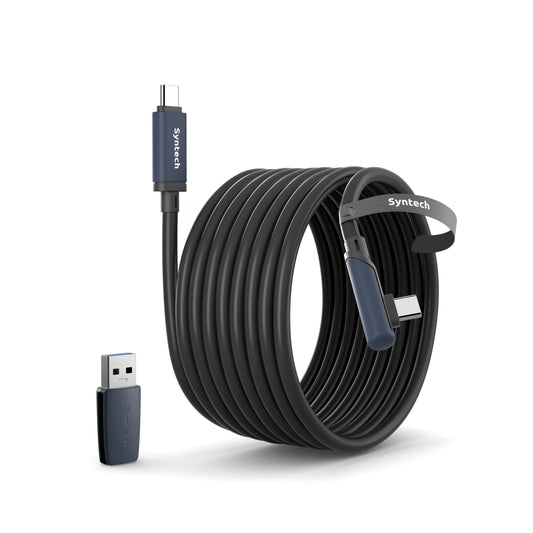 Syntech Link Cable 20FT Compatible with Oculus/Meta Quest 3/Quest 3S/Quest2/Pro/Pico 4 and PC/SteamVR  Upgraded Type C with USB 3.0 Adapter  High Speed Data Transfer Cord for VR Headset  Black