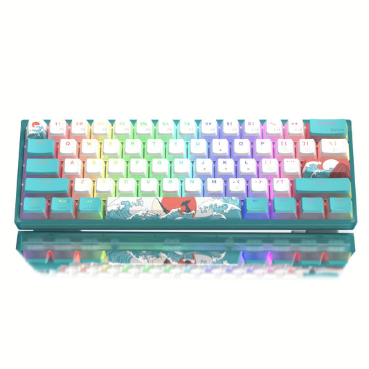 Womier 60% Percent Keyboard  WK61 Mechanical RGB Wired Gaming Keyboard  Hot-Swappable Keyboard with Blue Sea PBT Keycaps for Windows PC Gamers - Linear Red Switch