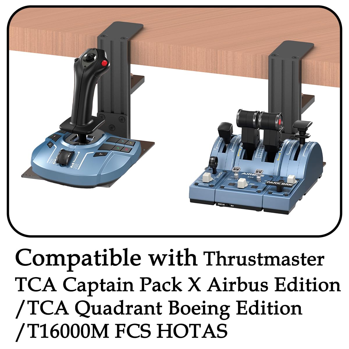 BUJ Universal Desk Mount for Logitech & Thrustmaster Flight Sticks - Black