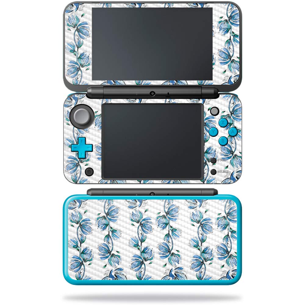 MightySkins Carbon Fiber Skin for Nintendo New 2DS XL - Seafoam Avocados | Protective  Durable Textured Carbon Fiber Finish | Easy to Apply  Remove  and Change Styles | Made in The USA  Blue Vines