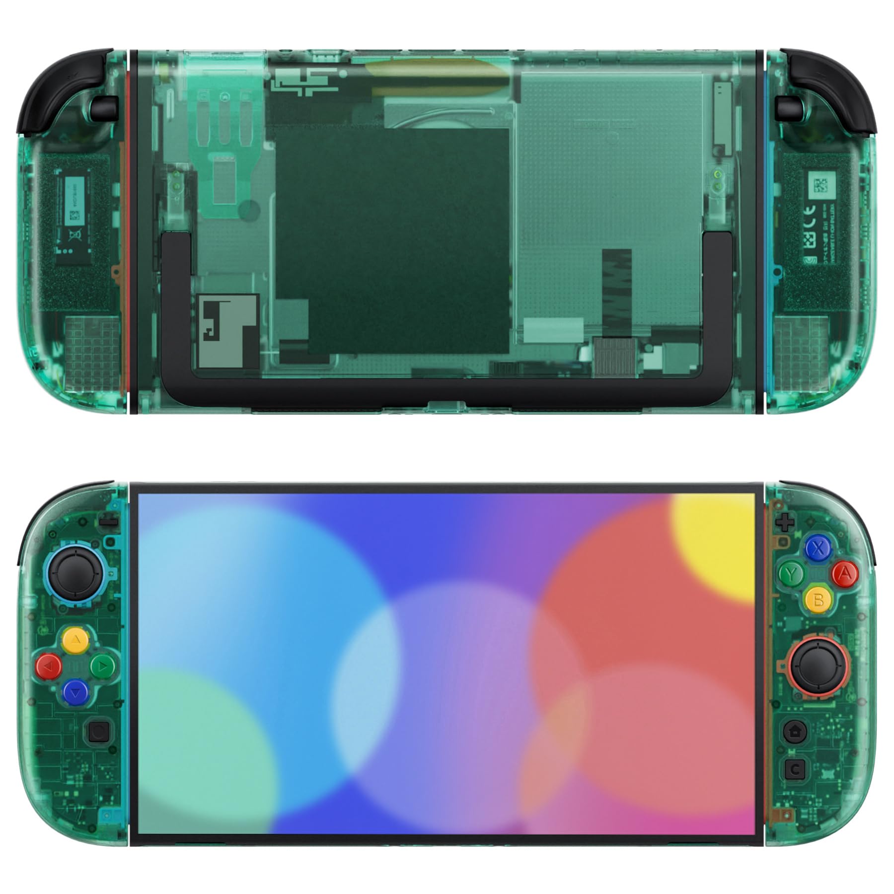 eXtremeRate DIY Replacement Shell Buttons for Nintendo Switch 2  Custom Console Rear Back Plate + Faceplate with Decorative Strips ABXY Direction Keys for Joycon 2 - Essence Version - Emerald Green